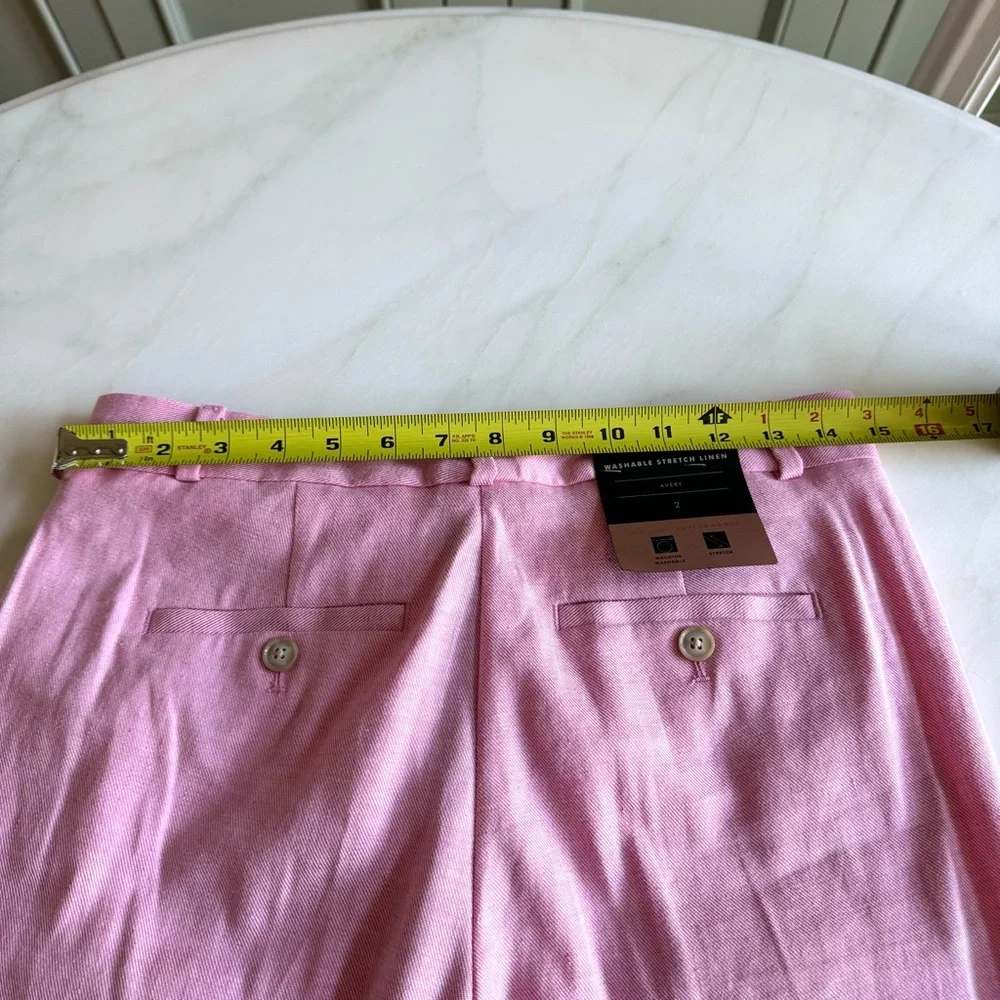 Banana Republic Avery Straight-Fit Linen-Cotton Classic Pink Sz 2